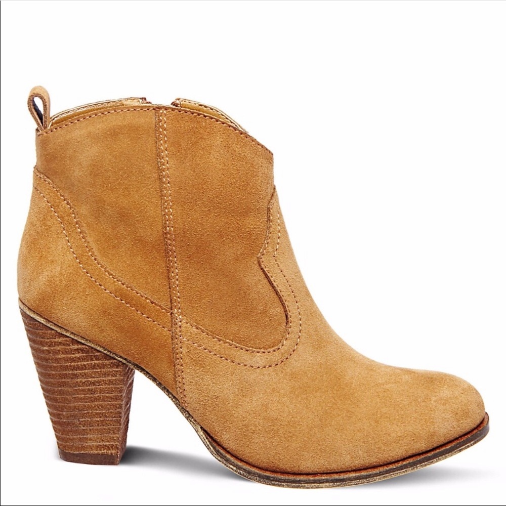 steve madden plover heeled bootie - brown/tan